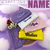 Personalized Baby Name Newborn Organic Cotton Beanie with Ears Unisex Breathable Hat Gift 0-6M Infant Daily Cap 4
