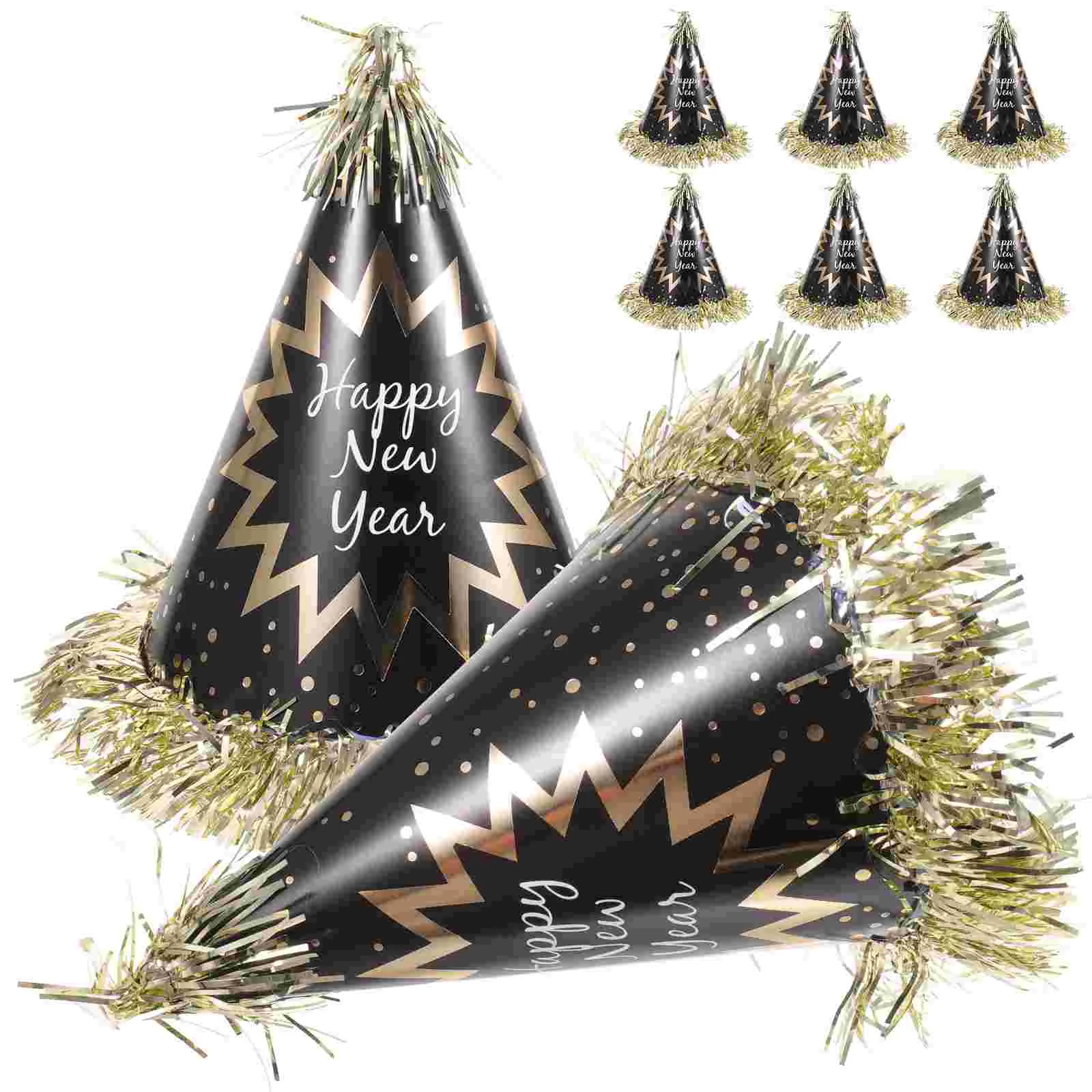 

8 Pcs Makeup Headband New Year Party Hat Supply 2023 Happy Headgear Decors Caps Cone Paper Hats