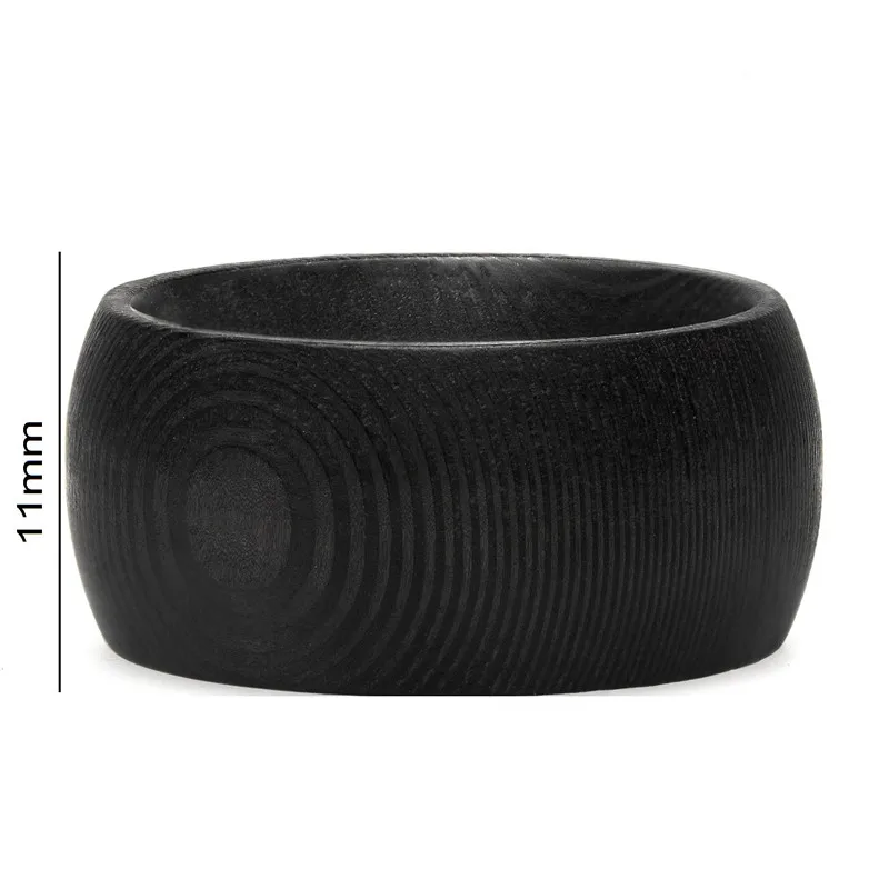 11mm Width Men's Domed 100% Carbon Fiber Wedding Ring with Tree Rings Pattern 2