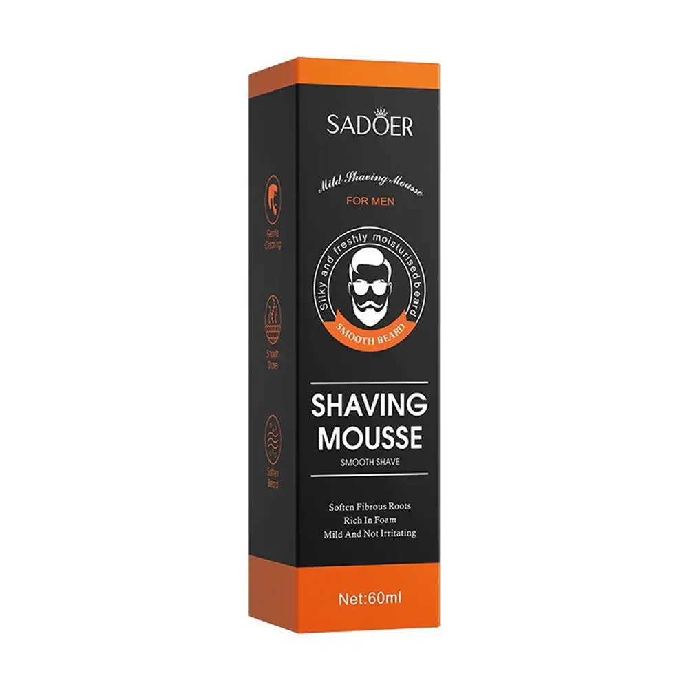 SADOER 60ml Man Shaving Gels Shaving Mousse Smooth Aloe Beard Mild Essence Roots Irritaing Softening With Clean Cream Not T4S3