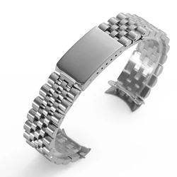 Elegant Solid Stainless Steel Watch Band - Sport & Business Bracelet with Curve End - 21mm (Silver)
