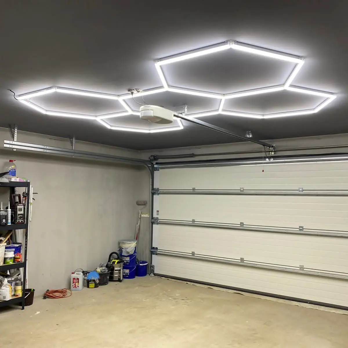 6500K Daylight White Car Detailing Led Hexagon Light Linkable Plug-in Ceiling Light for Garage Workshop Basement Gym Warehouse