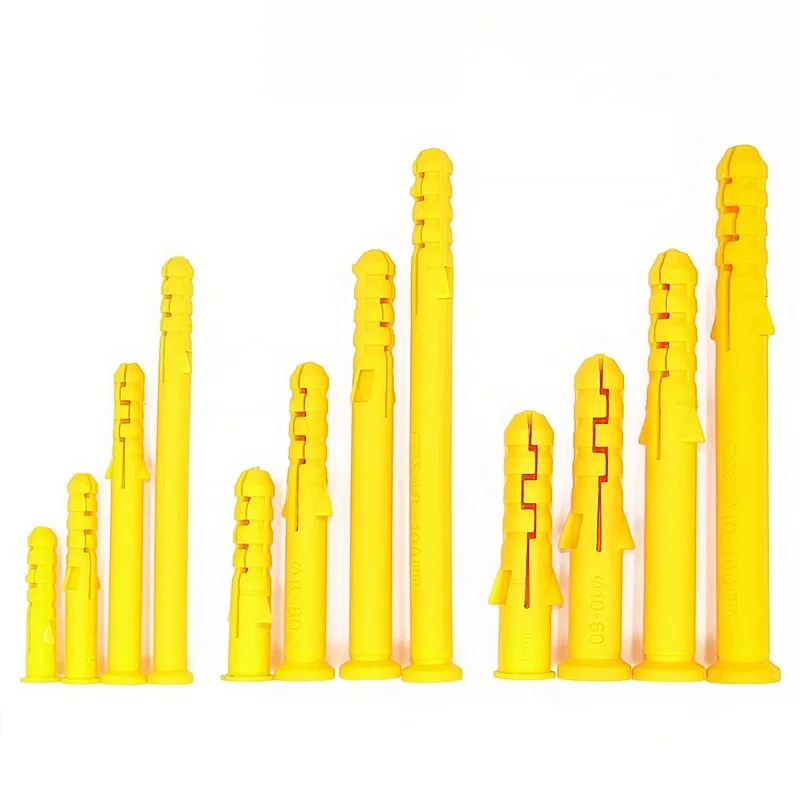 20/30/50pcs Plastic Yellow Rubber Plug M6 M8 M10 Small Yellow Croaker Plastic Metric Expansion Pipe Expansion Screw Rubber Plug