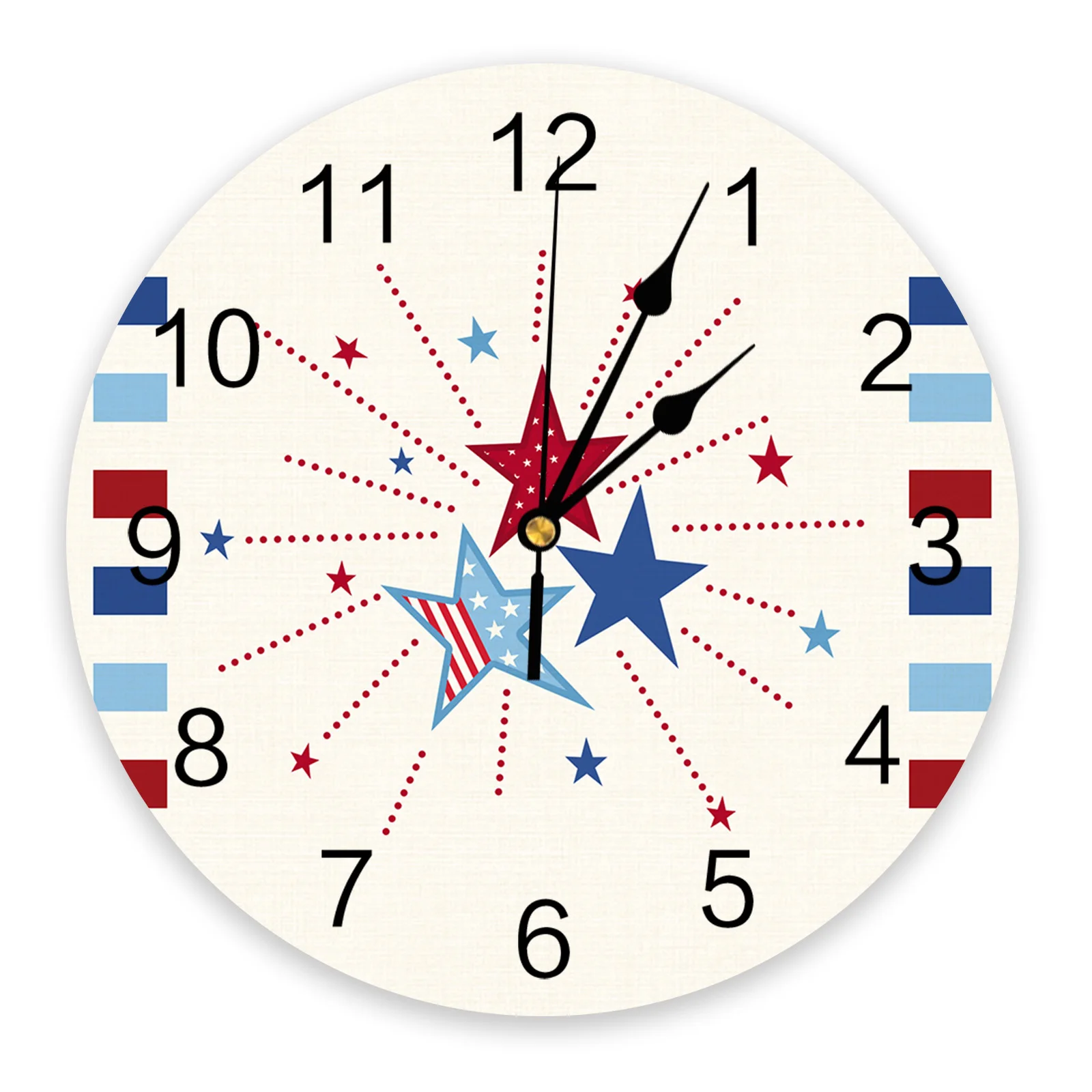 Independence Day Pentagram Vintage Large Wall Clock Dinning Restaurant Cafe Decor Orologi Da Parete Rotondi Decorazione Della Casa Silenziosa