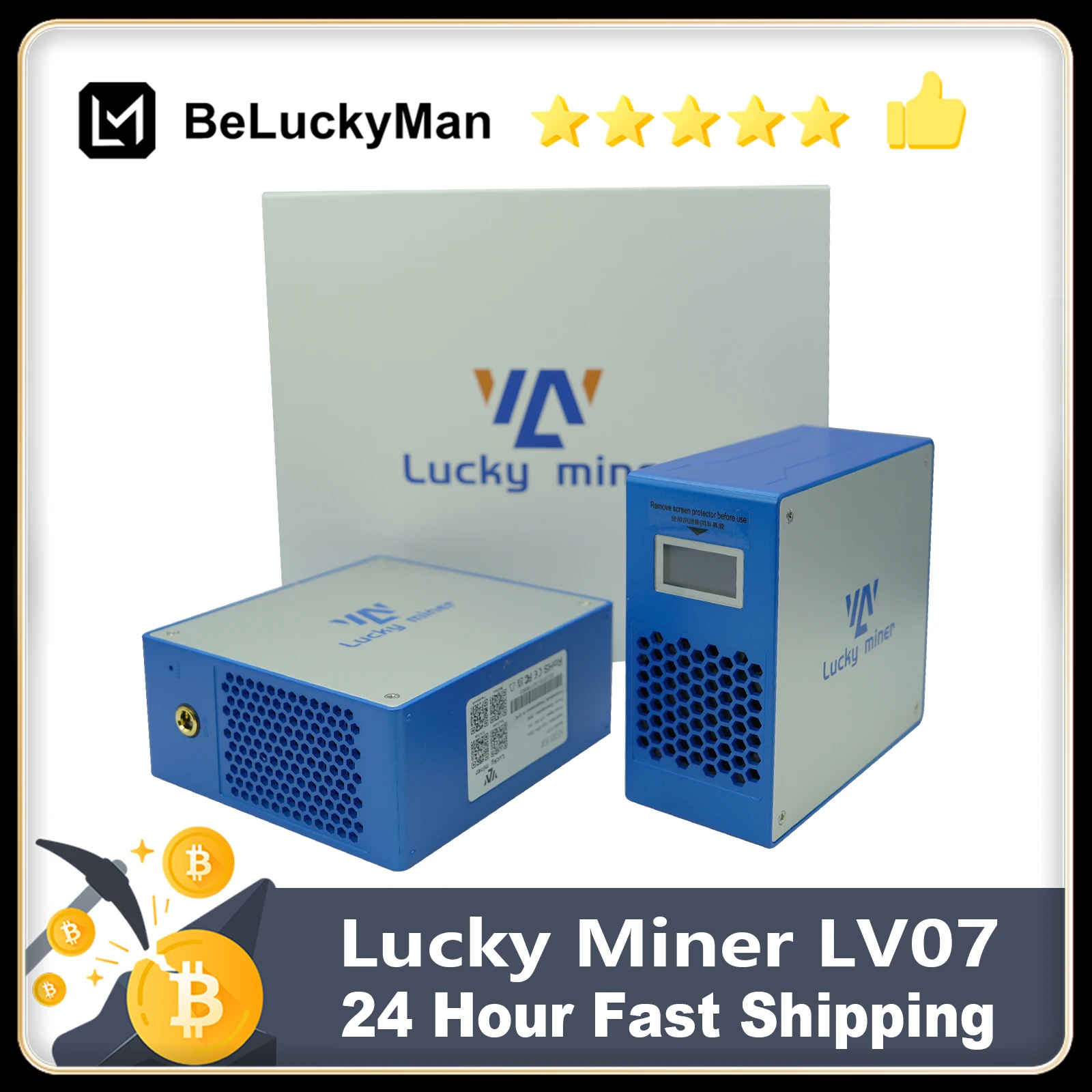 SHA-256 Miner For Multiple Cryptocurrencies Lucky Miner LV07 Bitcoin Miner  - 1000GH/S SHA-256 With BM1366 Chip - 25W Low Noise Home Mining Lucky Miner  LV07 1000GH/S