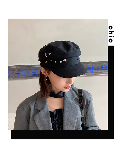 Women's Beret Hat Cotton Navy Style British Retro Painter Cap_voghion.com