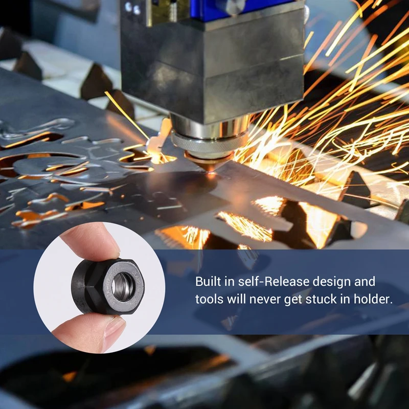 4Pcs ER11-A Type M14 Thread Collet Clamping Hex Nuts, For CNC Milling Chuck Holder Lathe