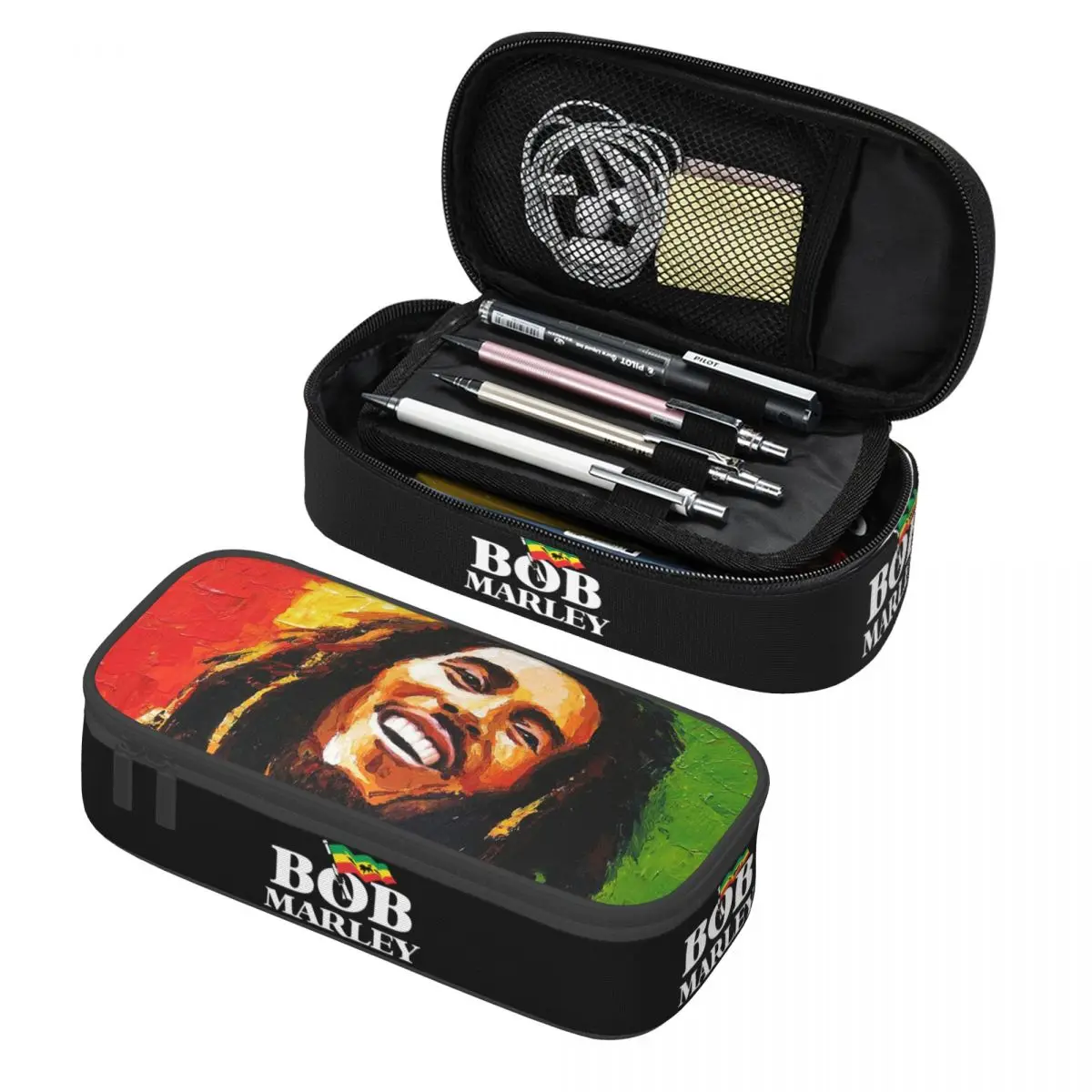 Kawaii Jamaica Reggae Rock Bob Marleys Pencil Cases for Boys Gilrs Large Capacity Pen Box Bag Stationery