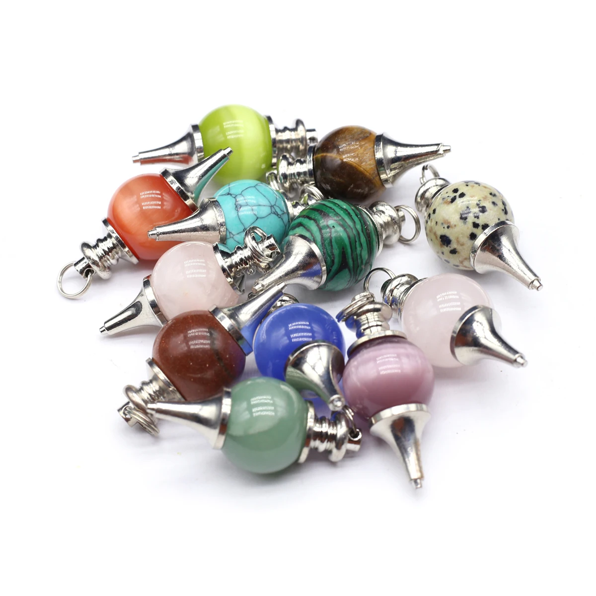 10PCS Wholesale Natural Stone Spiritual Ppendulum Pendant DIY Jewelry Making Necklace Spiritual Pendulum Pendant Accessories