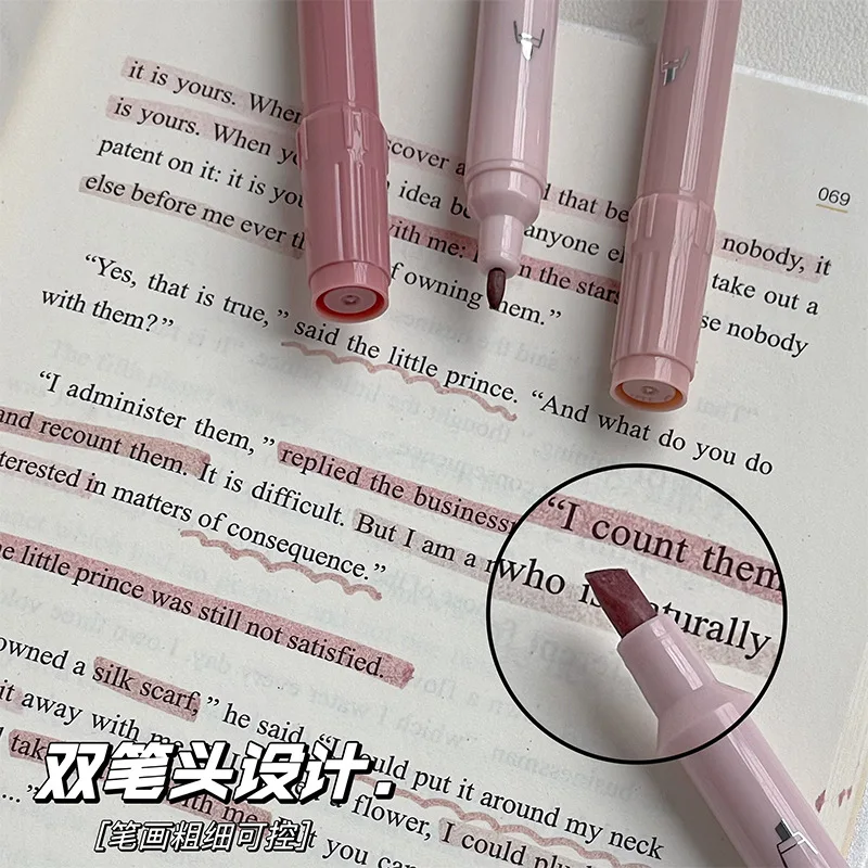 Journamm 인스 스타일 더블 헤드 하이라이터 학생 용품, 창의적인 문구, DIY 스크랩북, 미적 마킹 펜, 팩당 4 개