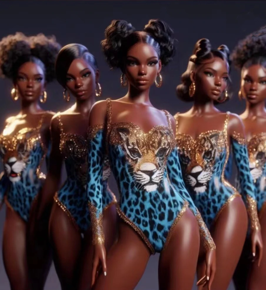 

Женский стрейчевый комбинезон Lanbao, комбинезон с синим леопардовым принтом, Ромпер Для вечеринки на день рождения, перчатки для выступления певицы, фотосессии, 2024