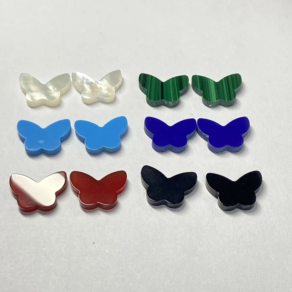 10 Pieces 9.6x13.2x2.2mm Mother Of Pearl Shell White Butterfly Gemstone For Pendant