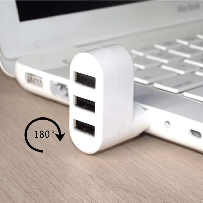 Rotatable 3 Ports Hub USB Mini Adapter Data Transfer For PC Laptop Computer Accessories