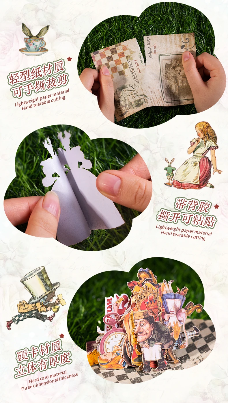 25 teile/paket Alice Theater Aufkleber Retro Dekorative Aufkleber Tagebuch Scrapbooking Material Deco Album Schreibwaren Aufkleber – Detail 9