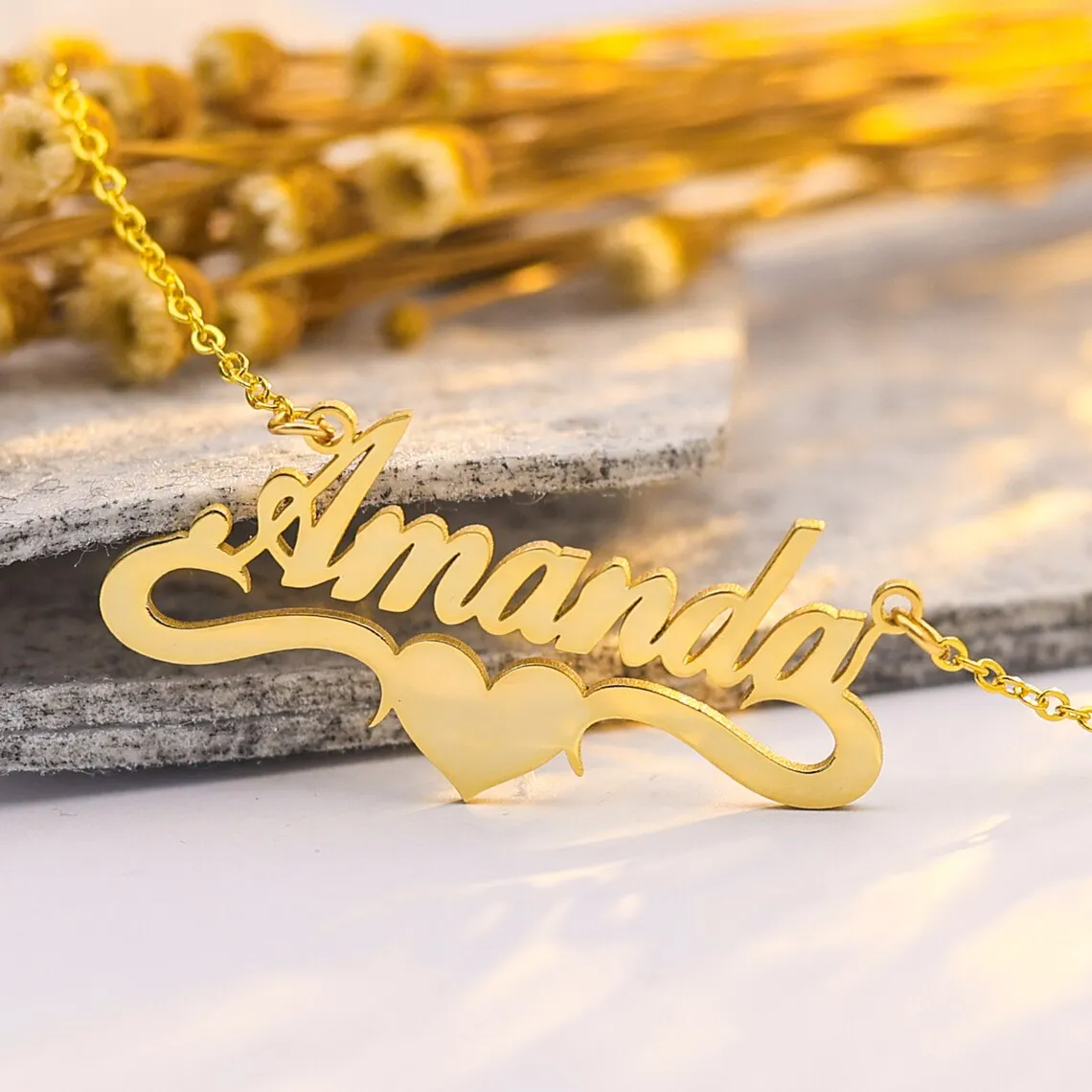 

Custom Heart Name Necklace Women Girl Best Jewelry Stainless Steel Gold Color Personalized Nameplate Necklace Gifts For Her