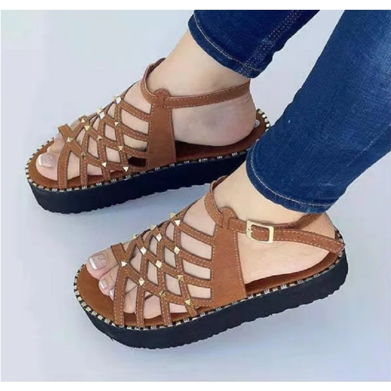 Sandals for women 2024 summer Korean fashion Bosimi non-slip flat sandals casual rhinestone student women's shoes