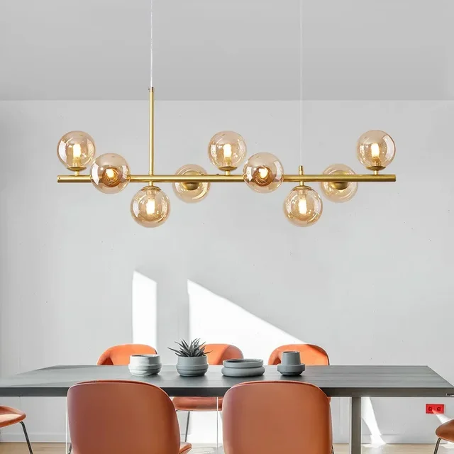 Lámpara de techo con bola de cristal moderna para mesa, comedor, sala de estar, cocina, isla, lámpara colgante, decoración del hogar, accesorio de iluminación interior 4