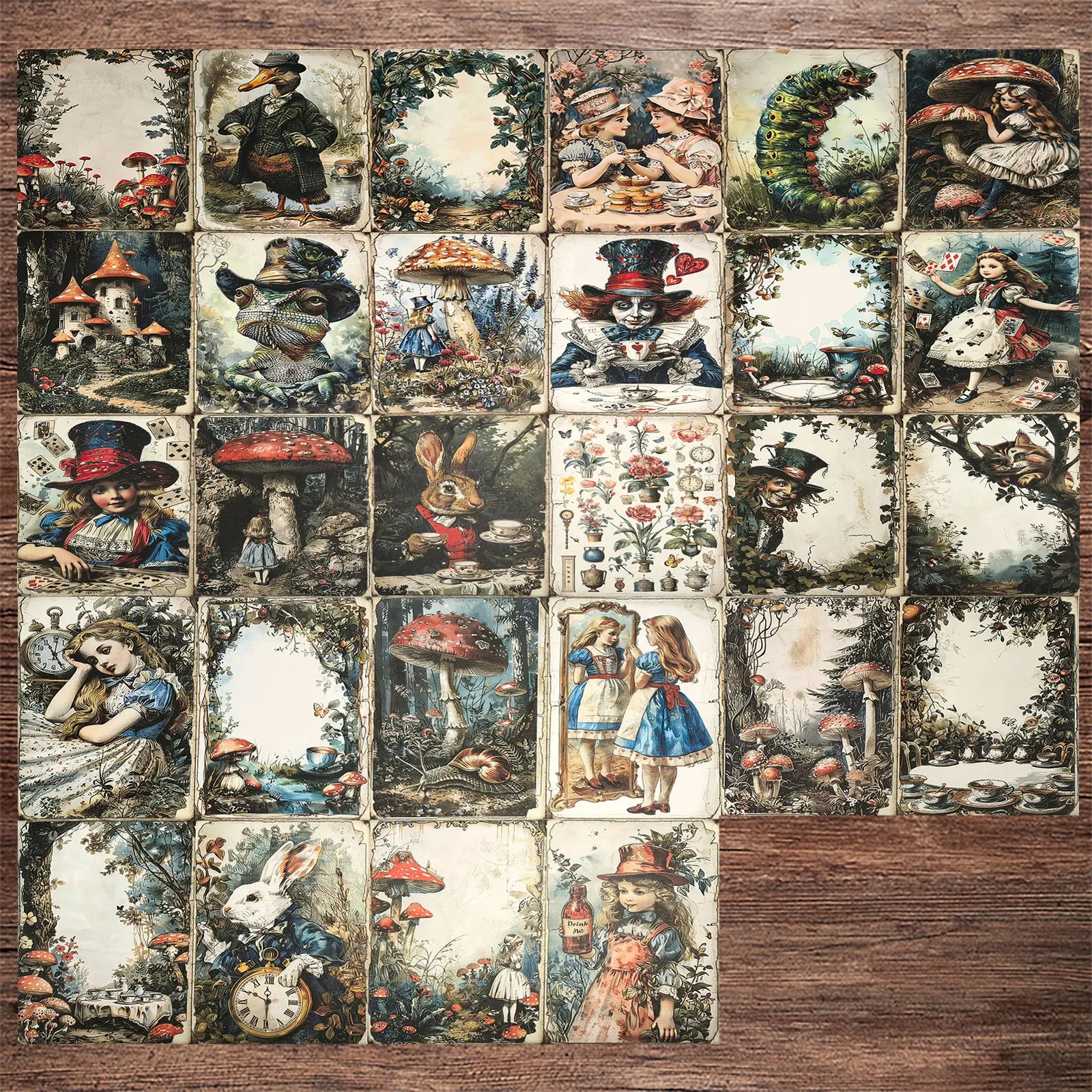 A5 Size Wonderland Mushroom Castle Princess Rabbit Junk Diary Magazine Scrapbooking 14Sheets Viguscraft