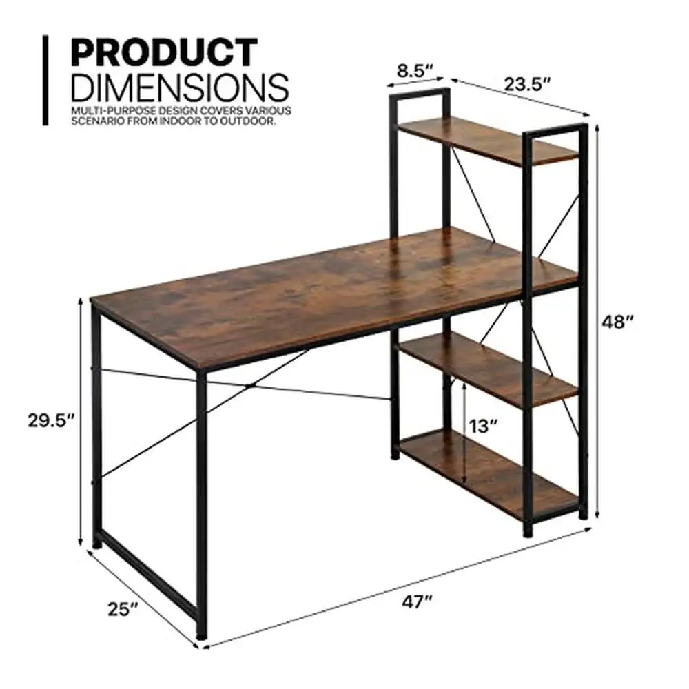 Mesh Gaming Desk Chair Set with Bookshelf Z-Shaped Modern Office Desk and Chair Easy to Assemble Sturdy Steel Frame Adjustable 3