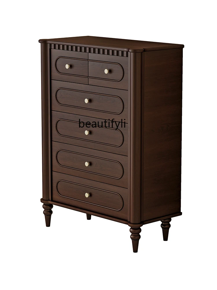 

American-Style Solid Wood Chest of Drawers Living Room Locker Home Sideboard Cabinet Wall Entrance Cabinet