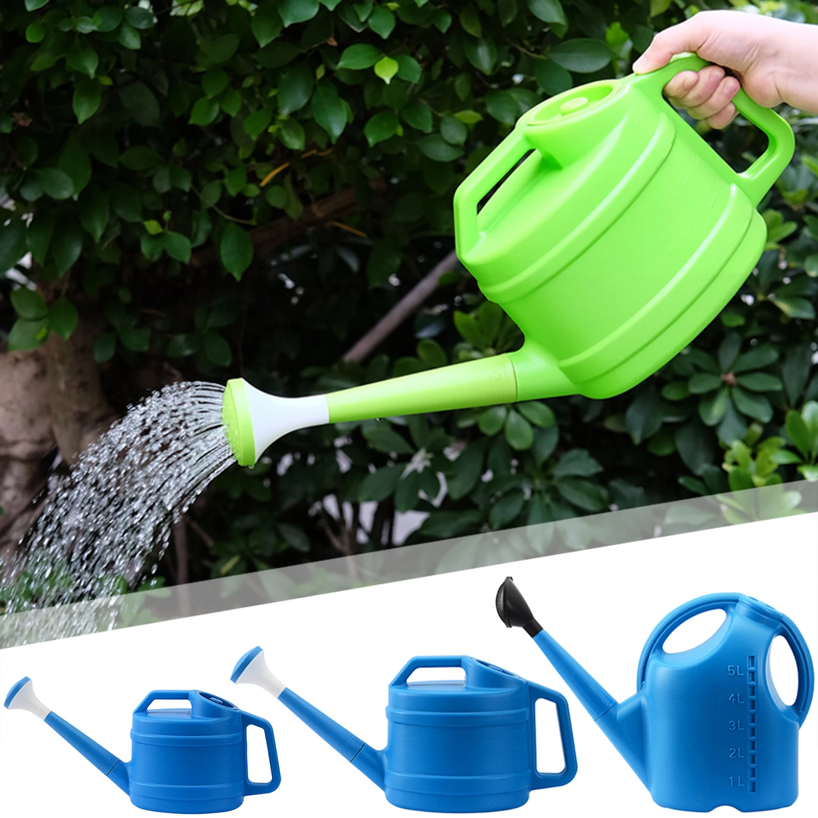 Long Spout Watering Pot For Garden With Sprinkler Head Comfort Grip Watering Kettle Lightweight Large Large Water Can For Garden