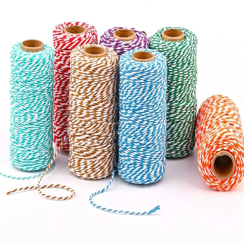 Macrame Cotton Rope Twisted Jute Colored Cotton Two-Color Rope Process For Wall-Mounted Gift Packaging DIY Wedding Deco 2mm 100m cotton rope jute rope macrame cord