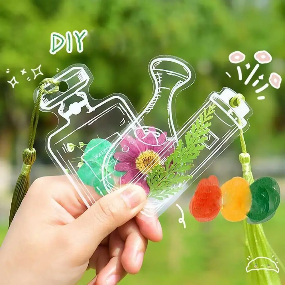 20Pcs Pressed Flower Bookmark Glassware Shape Book Support Stickers Maker Herbarium Bookmarks Transparent Dried Flower Clips