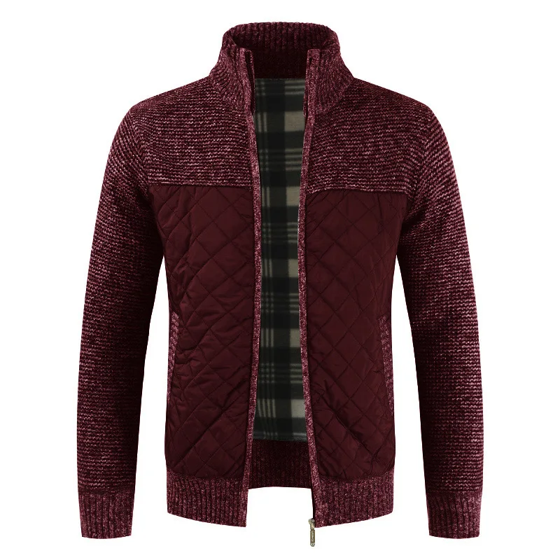 2023 Autumn Winter New Mens Jacket Slim Fit Stand Collar Zipper Jacket Men Solid Thick Warm Jacket Men Sweater