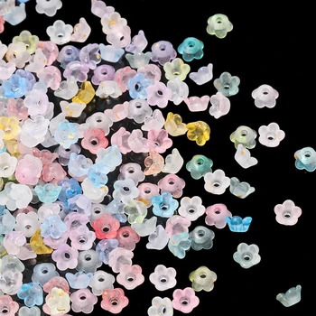 50Pcs/lot Gradient Flower Acrylic Beads Bellflower Spacer Beads Caps for DIY Charms Bracelets Jewelry Making Findings Accessorie 1
