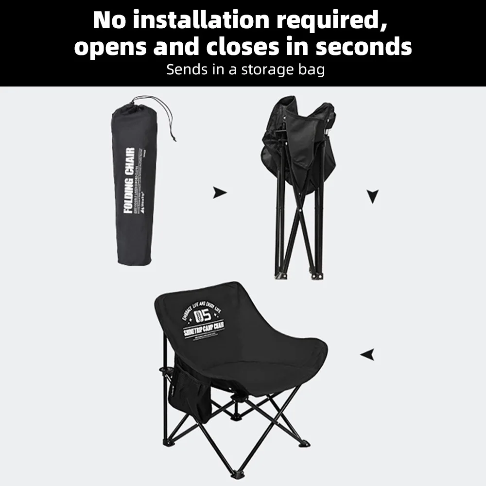 Camping Chair 68CM Wide Seat Lightweight Folding Chair 600D Oxford Fabric For Camping Fishing Outdoor Moon