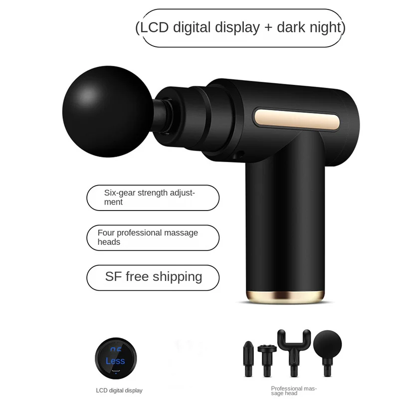 1 масажний пістолет, ручний масажер для глибоких м’язів для тіла, болю в спині та шиї, ультракомпактний і елегантний дизайн, високий крутний момент, 6 режимів і 6 передач