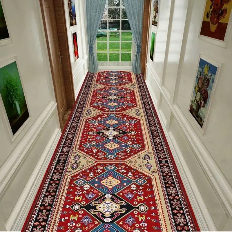 European Long Corridor Carpets for Hallway Living Room Decoration Home Anti-skid Entry Floor Mats Hotel Lobby Stairway Area Rugs 2