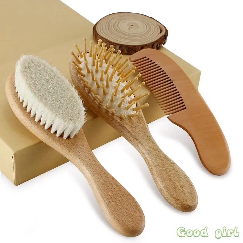 

Wooden Baby Hair Brush Children Small Comb Natural Soft Bristles Newborn Hair Brush Head Massager For Toddlers Wool Brush