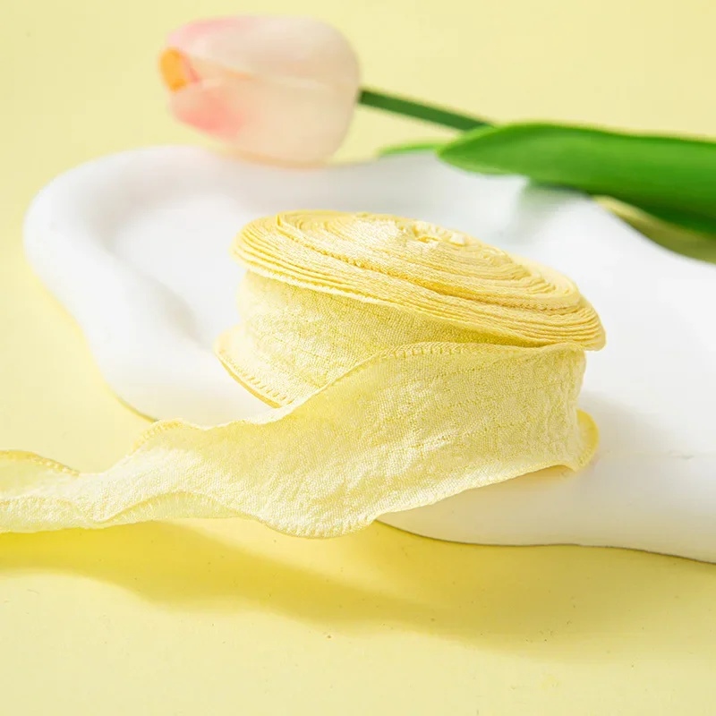 Fishtail Chiffon Ribbon with Wave Edge for Gift Packaging and DIY Crafts