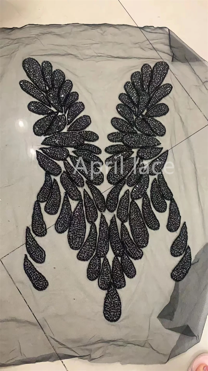 

Black Color French Embroidery New York Lady 2023 Cloth Accessory Applique Sawing Bridal Haute Couture Dress/ Fashion Show