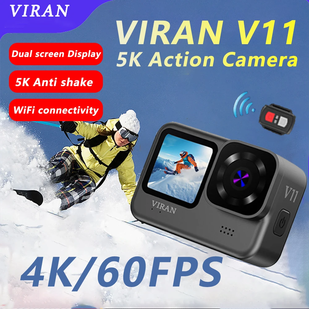 VIRAN V11 5K 4K60FPS WiFi Anti-shake Action Camera with Remote Control Screen Waterproof Sport Camera Pro Drive Recorder