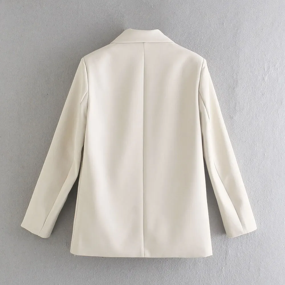 2023 frauen Mode Zweireiher Lose Blazer Mantel Vintage Langarm Klappen Taschen Weibliche_voghion.com