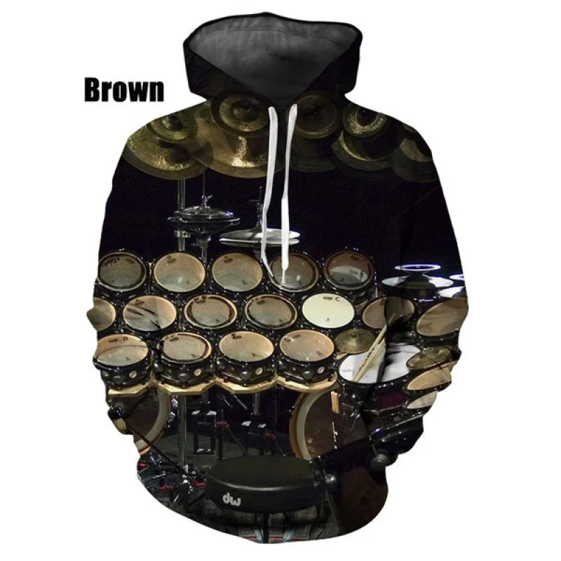 Men/Women Fashion Personality Hooded 2023 Jazz Drum 3D Hoodie Pullover Casual Comfy Sweatshirts