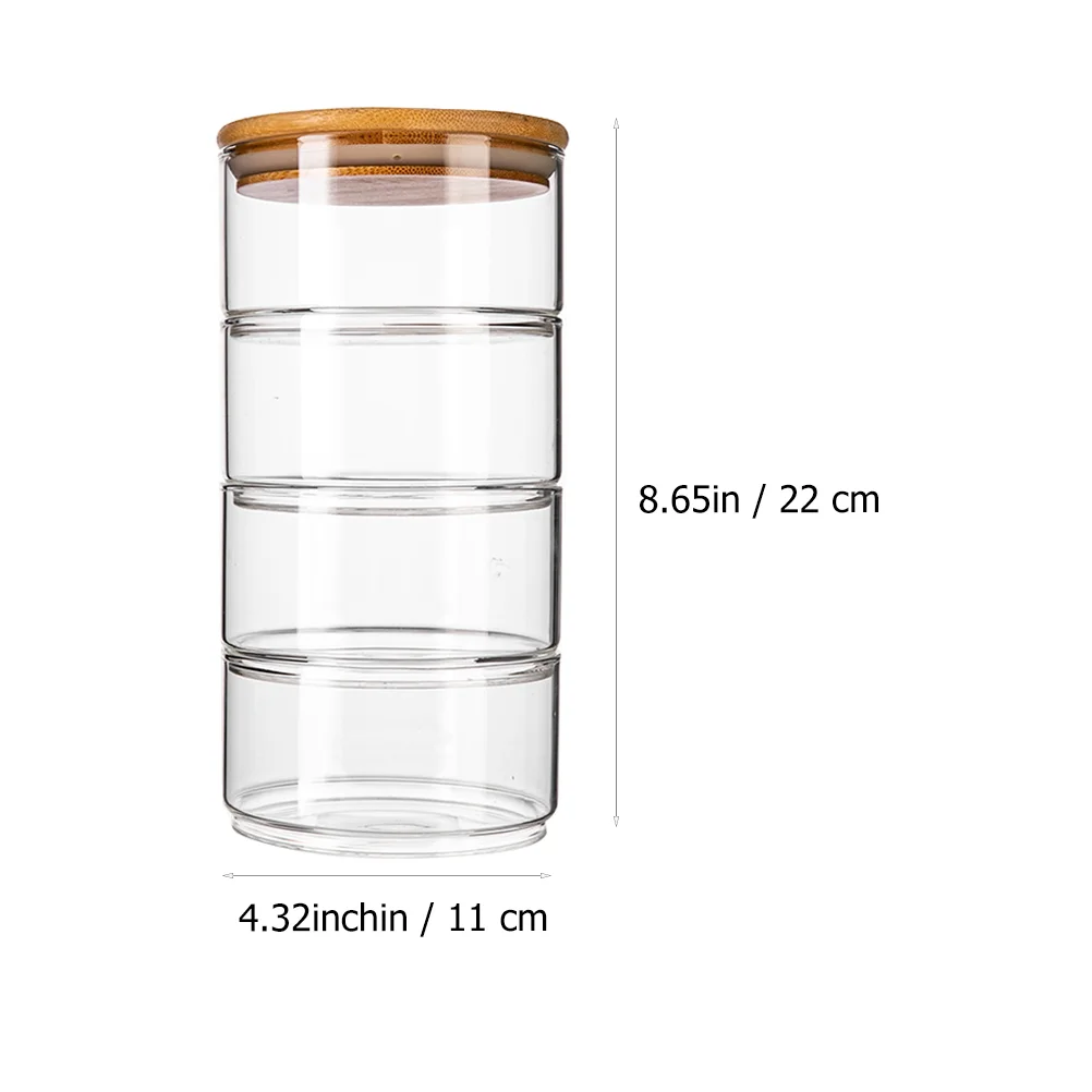 4 Pcs Multi Layer Storage Tank High Borosilicate Glass Kitchen Containers Food Jars Insect Proof Bowls Fresh Preservation Home 3