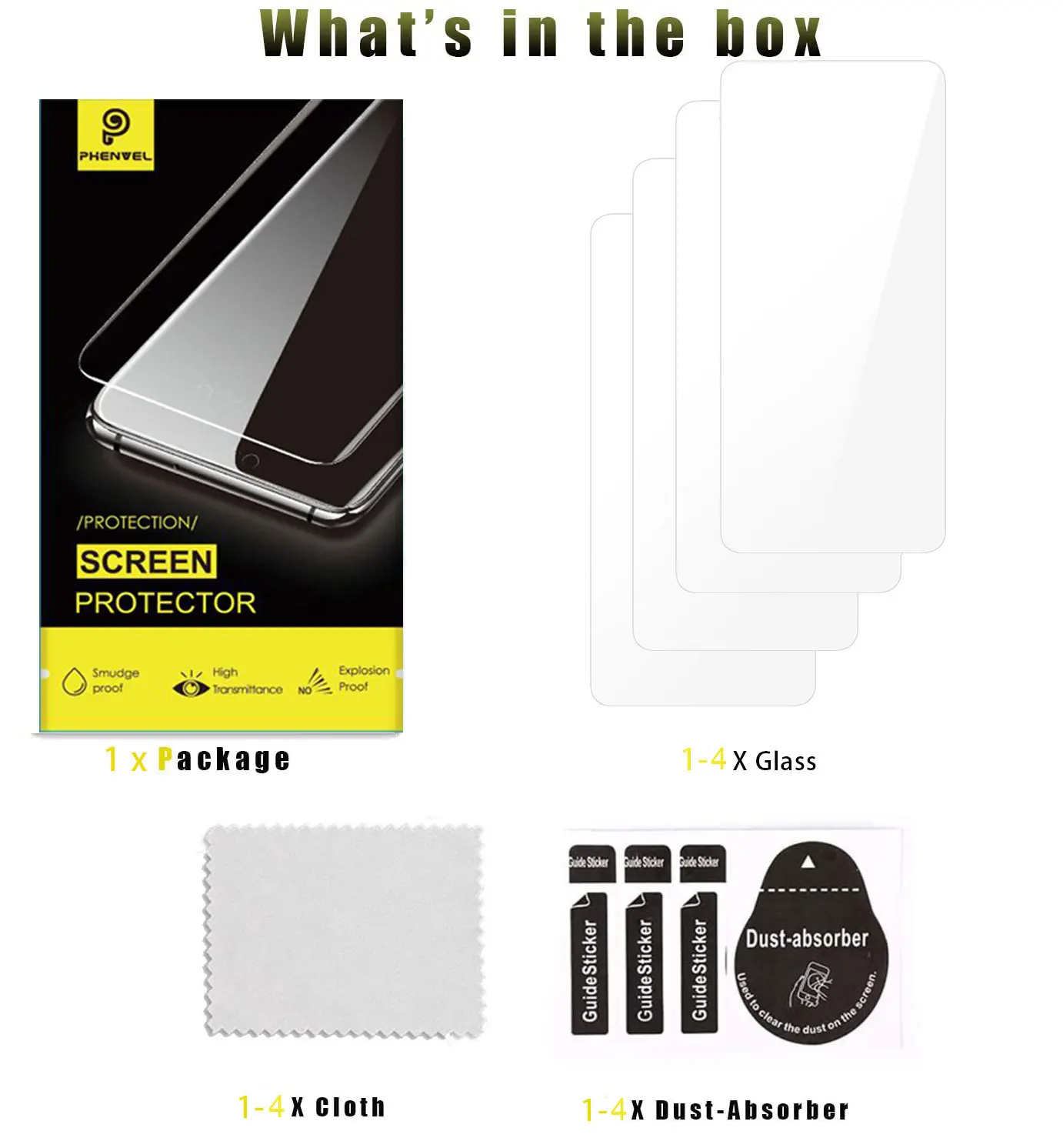 Premium Anti-Shatter Clear Tempered Glass Screen Protector - Pack of 2/4