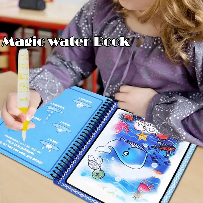 Children Magic Water Drawing Book Reusable Coloring Book Painting Drawing Toys Sensory Early Education Montessori Toys Kids water drawing book water drawing books drawing toy educational toys educational drawing toy erasable doodle book