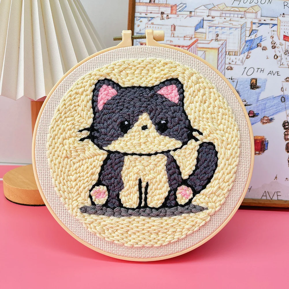 DMCVIVR Embroidery Kit For Beginners – Stamped 11CT "Bookshelf Cat" Cross Stitch, 16x20 Inch (Full Kit Included)