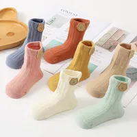 Cute Bear Baby Socks Leg Warm Autumn Toddler Long Socks Pure Color Soft Cotton Infant Sock Newborn First Walkers Footwear 아기양말 6
