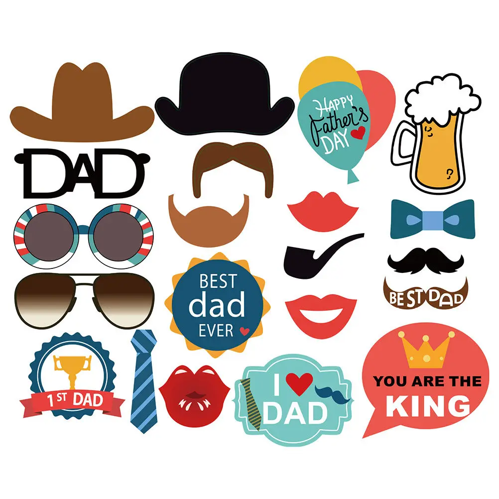 21Pcs 사진 촬영 소품 아버지의 날 결혼식 생일 파티 용품을위한 재미있는 창조적 인 카메라 소품 파티 용품