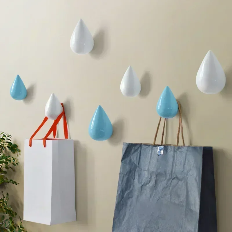 1pc Resin Water Droplet Hook Wall Water Droplet Hook Fitting Room Coat Hook Wall Decor Home Accessories Drilling Installation 3