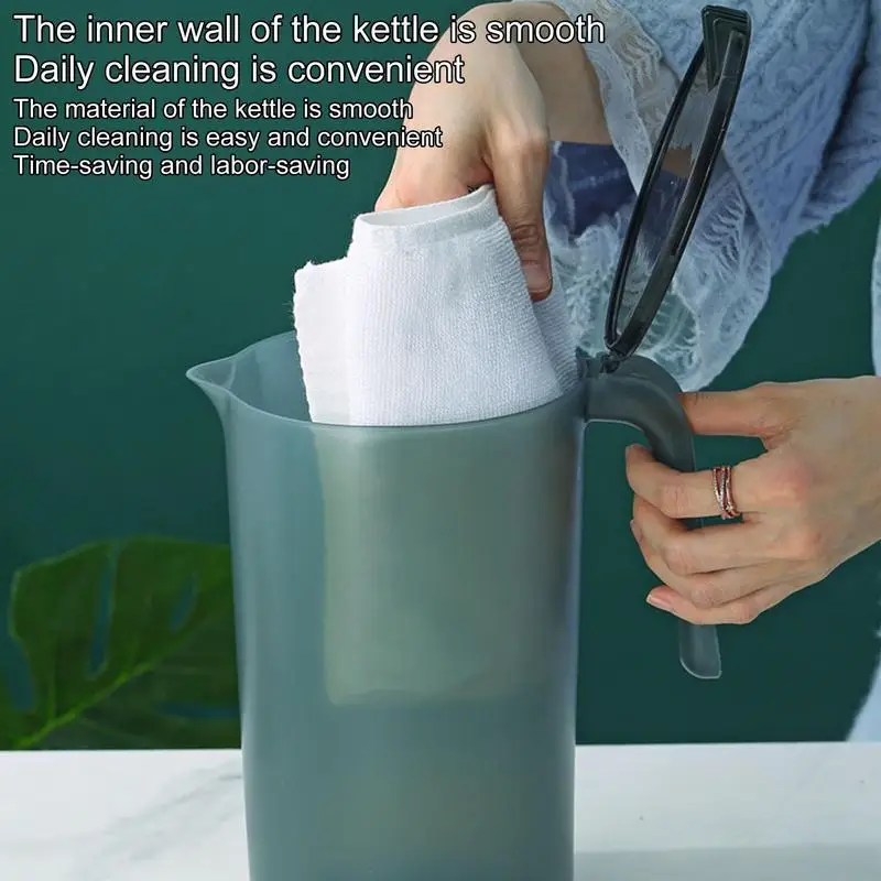 2L Water Pitcher Jug Heat Resistant Drinks Dispenser with Ergonomic Handle Cold Hot Water Container for Home Travel School