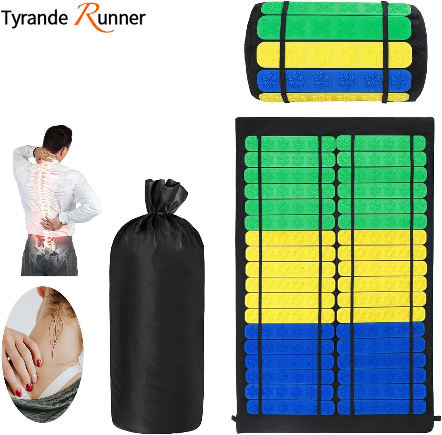 Acupressure Mat Relief Mat EVA Yoga Mat Easy to Clean，Sleeping Aid Relaxation Body Mat Removable Back Massage Mat Relieve Stress