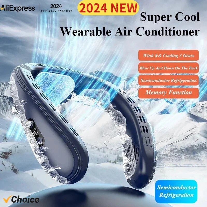 

New Portable Neck Fan Neck Air Conditioner Rechargeable Semiconductor Cooling Bladeless Fan Outdoor Personal Fan Wearable Cooler