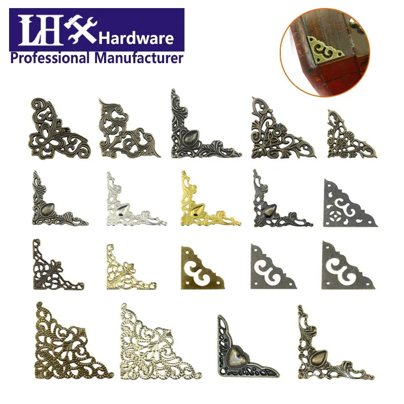 Antique Zinc Alloy Jewelry Gift Box Wood Case Furniture Decorative Corner Protector 10pcs/lot YP96 G