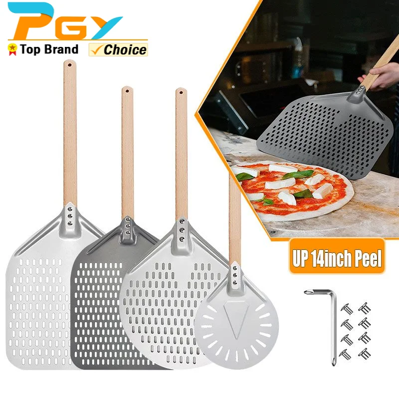 Aluminum Pizza Shovel Peel Lifter Tools Non Slip Wooden Handle Cake Bread Paddle Cheese Cutter Baking Turner Accessorie pizza peel pizza bakeware
